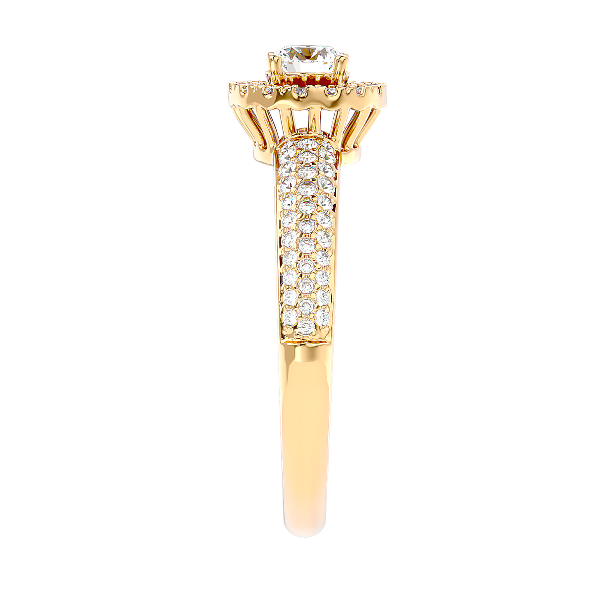 Triple Row Halo Diamond Ring