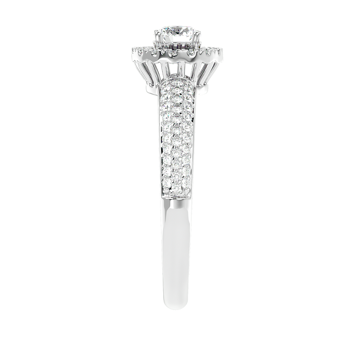 Triple Row Halo Diamond Ring