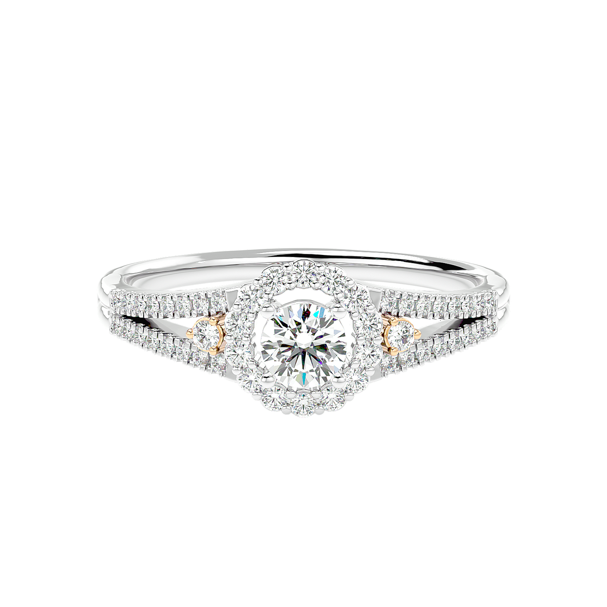 Two-Tone Halo Diamond Ring
