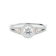 Two-Tone Halo Diamond Ring