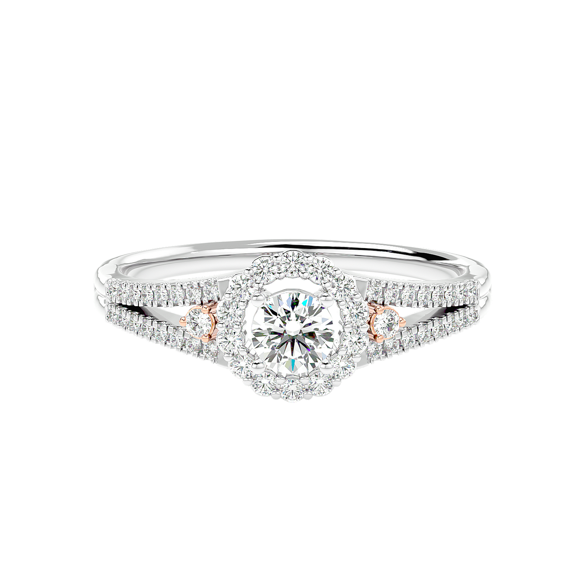 Two-Tone Halo Diamond Ring