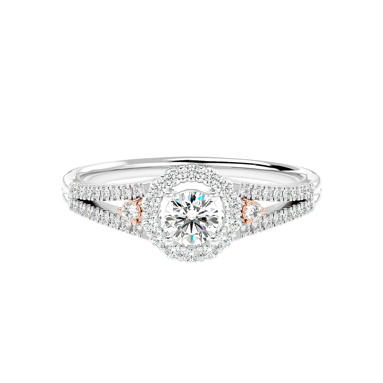 Two-Tone Halo Diamond Ring