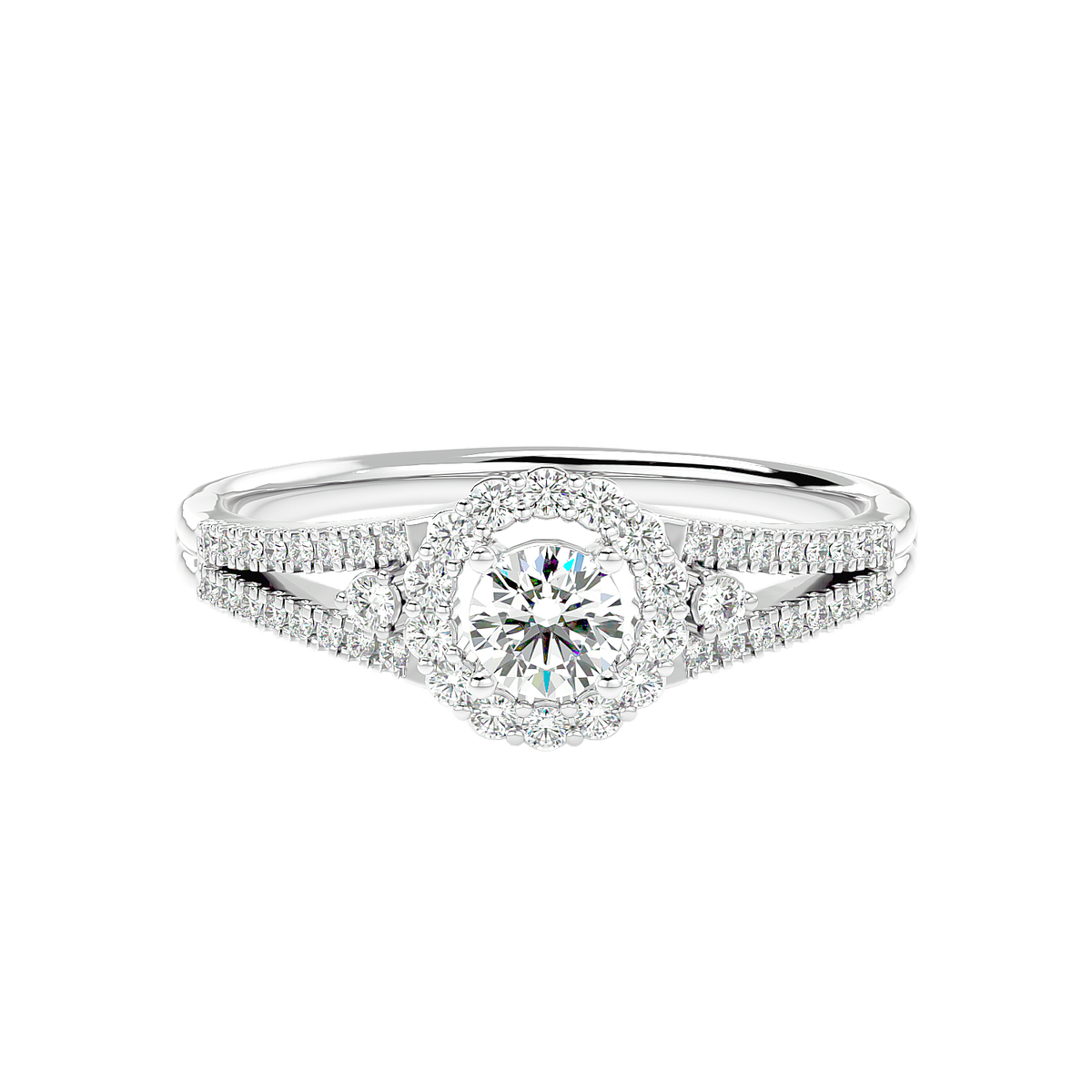 Two-Tone Halo Diamond Ring