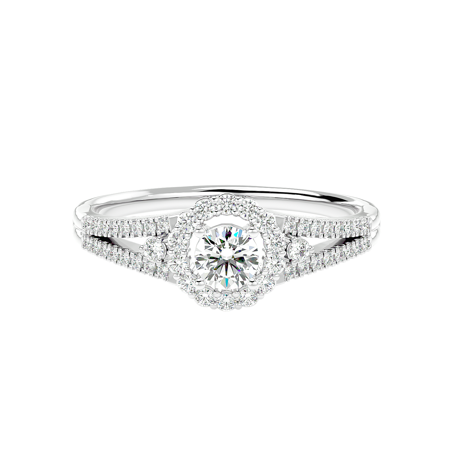 Two-Tone Halo Diamond Ring