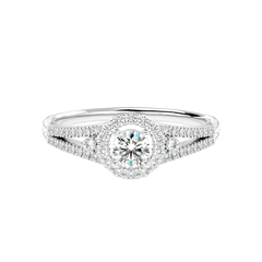 Two-Tone Halo Diamond Ring