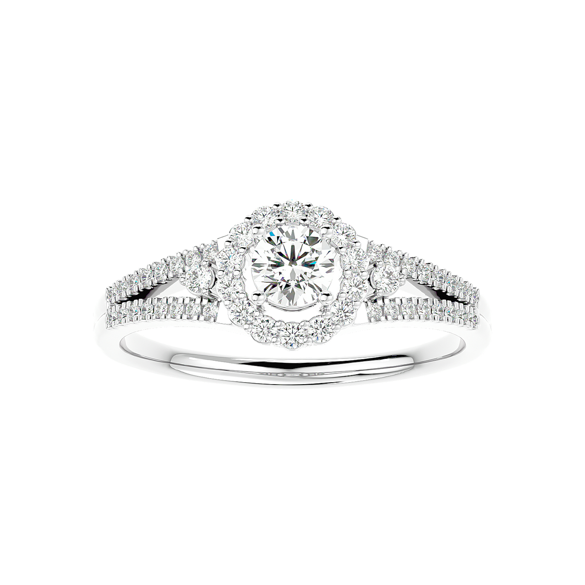 Two-Tone Halo Diamond Ring