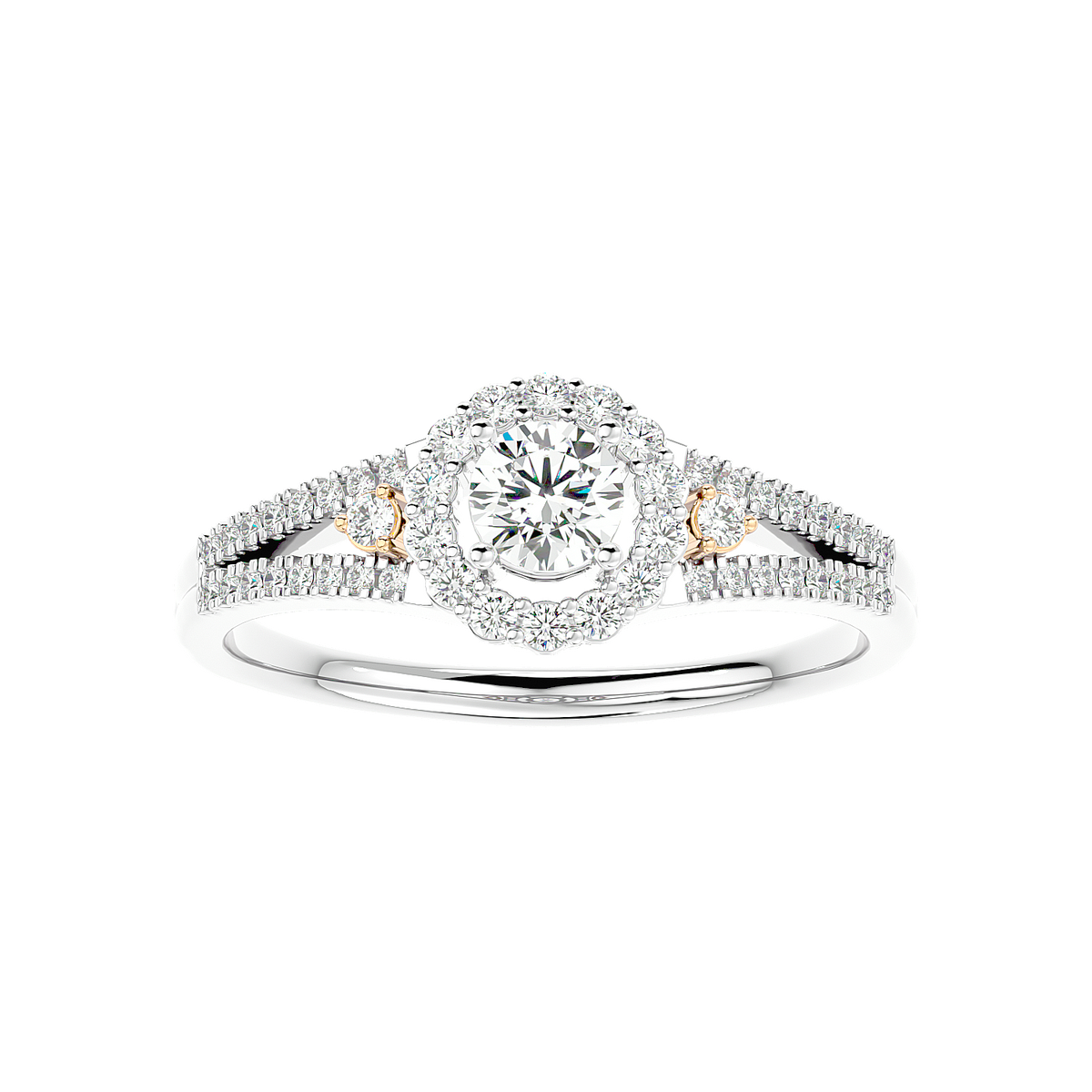 Two-Tone Halo Diamond Ring
