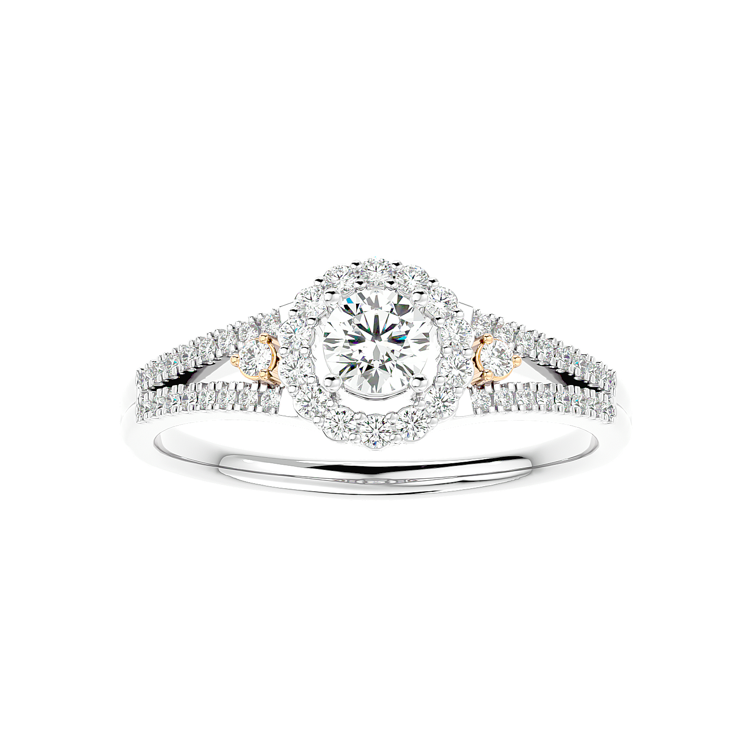 Two-Tone Halo Diamond Ring