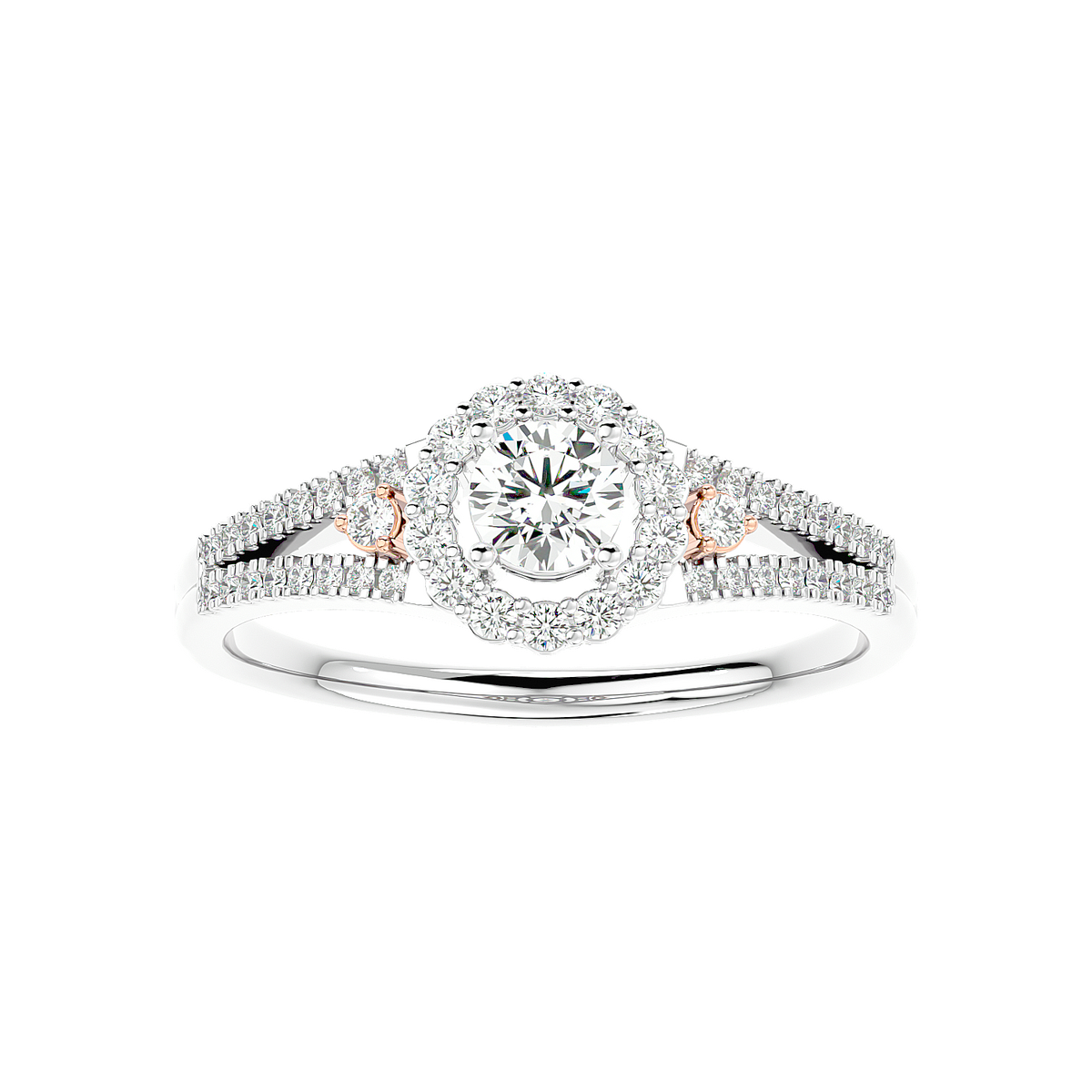Two-Tone Halo Diamond Ring