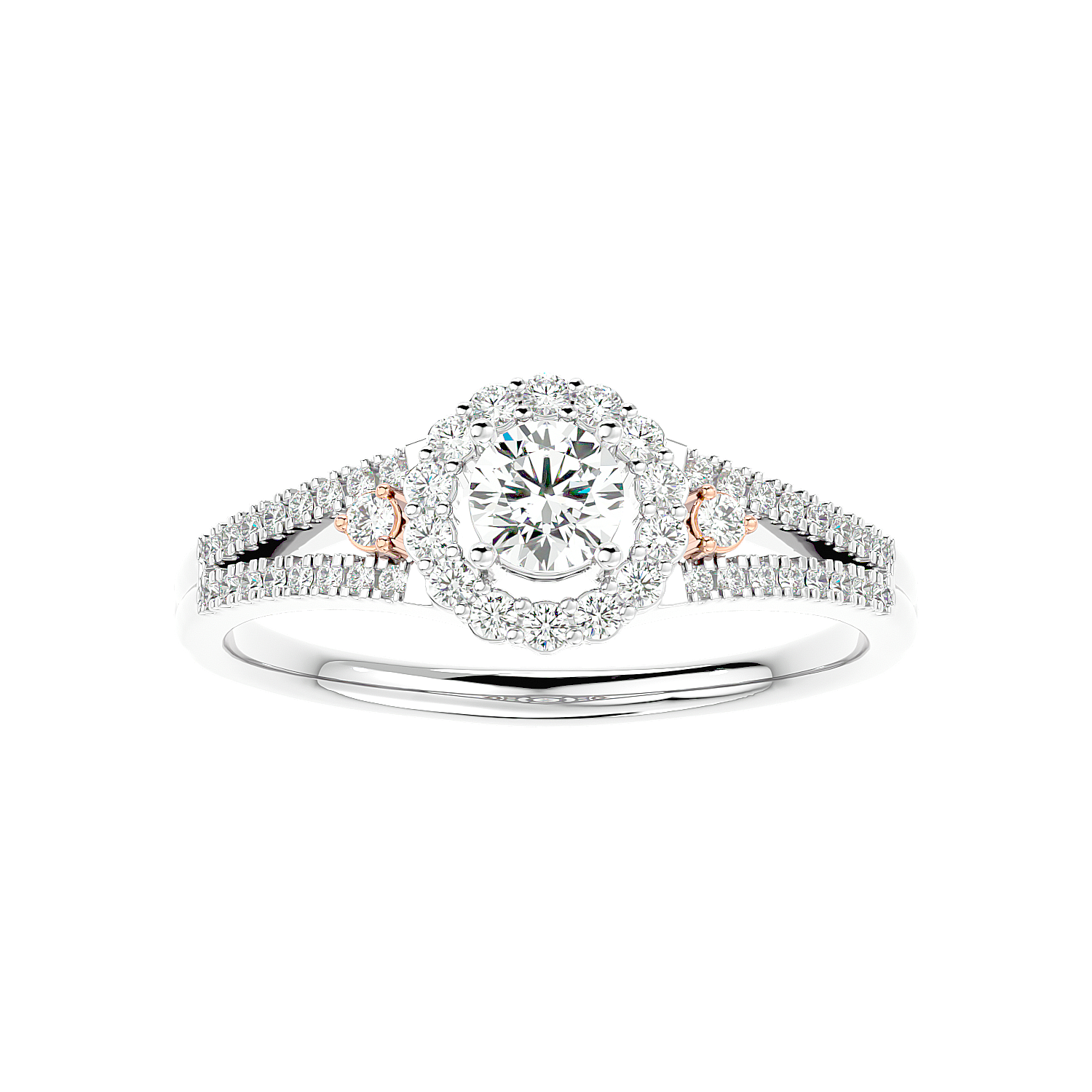 Two-Tone Halo Diamond Ring