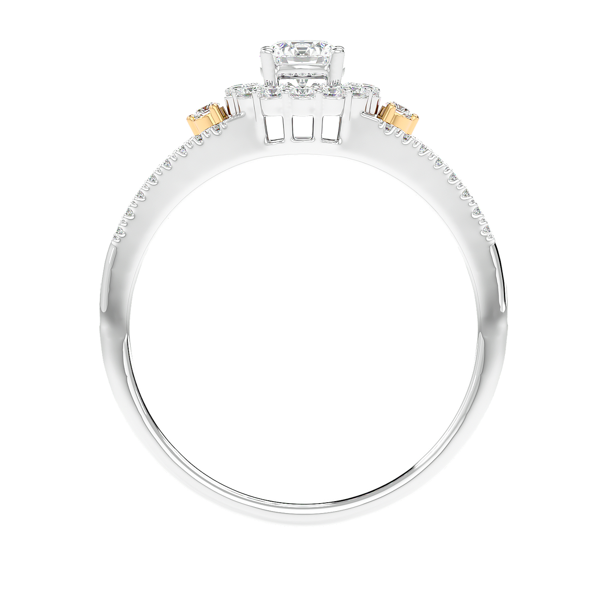 Two-Tone Halo Diamond Ring