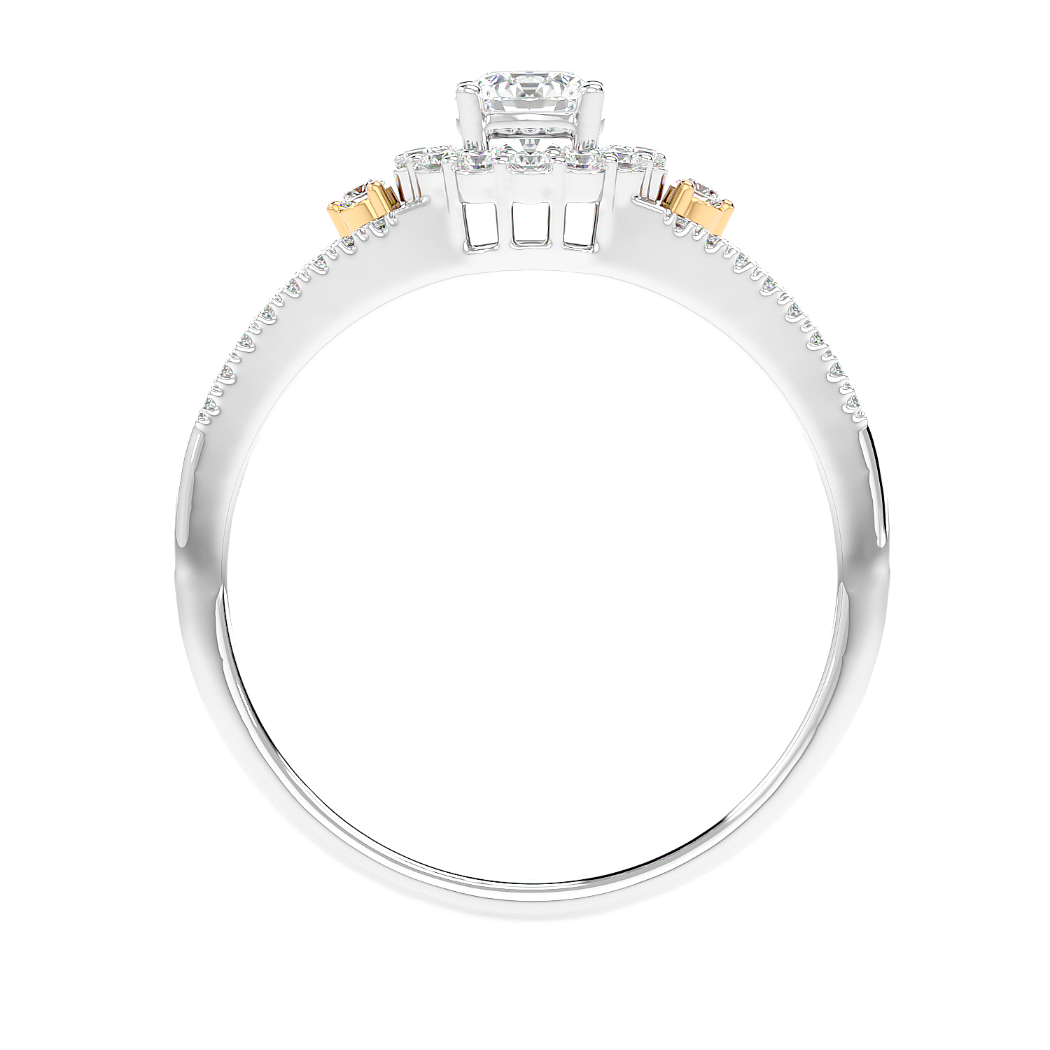 Two-Tone Halo Diamond Ring