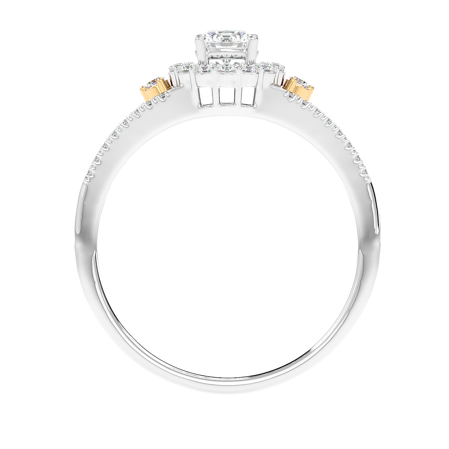 Two-Tone Halo Diamond Ring