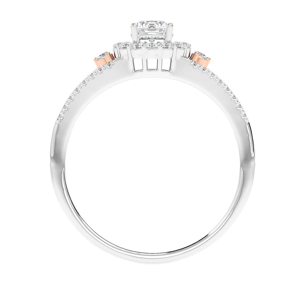 Two-Tone Halo Diamond Ring