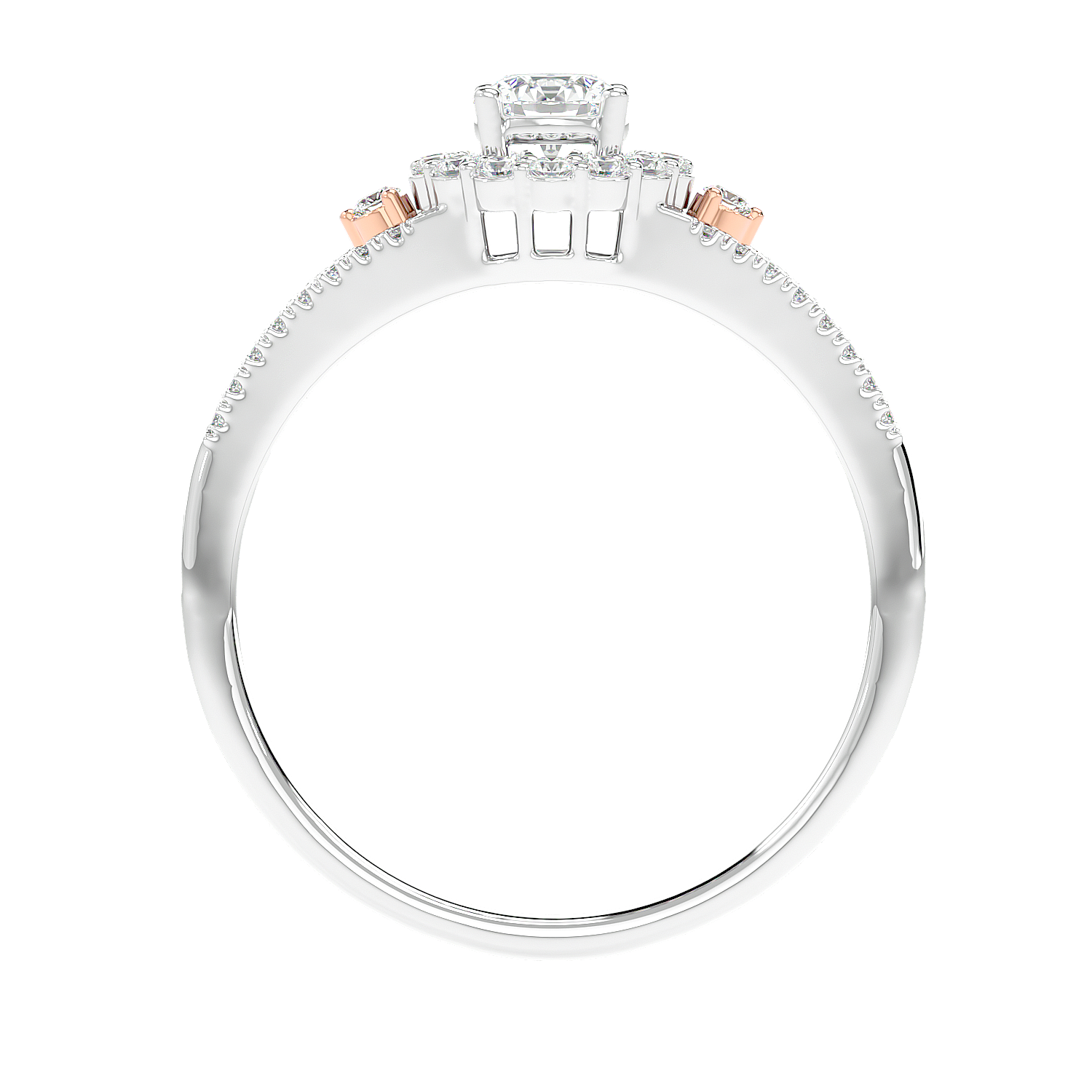 Two-Tone Halo Diamond Ring