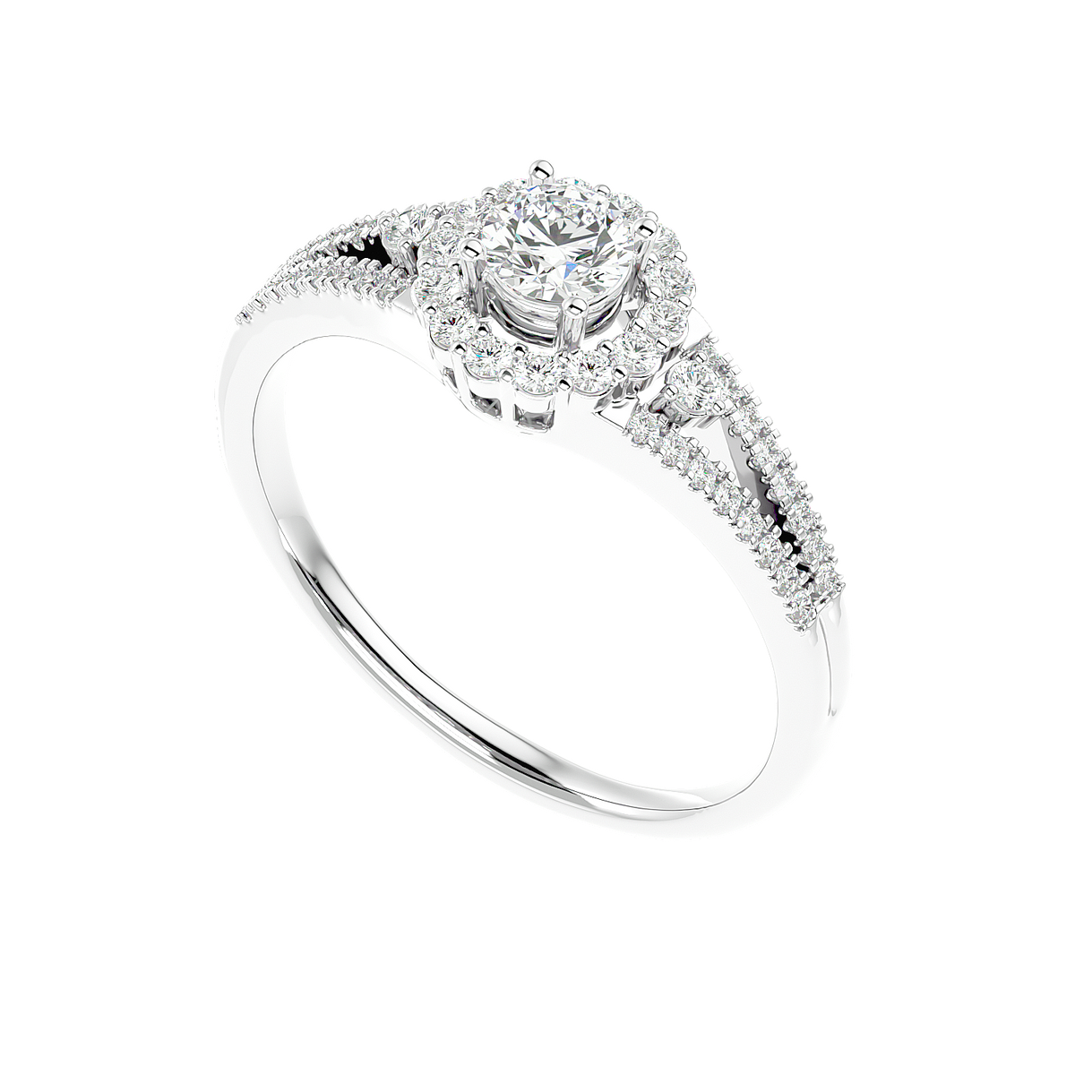 Two-Tone Halo Diamond Ring