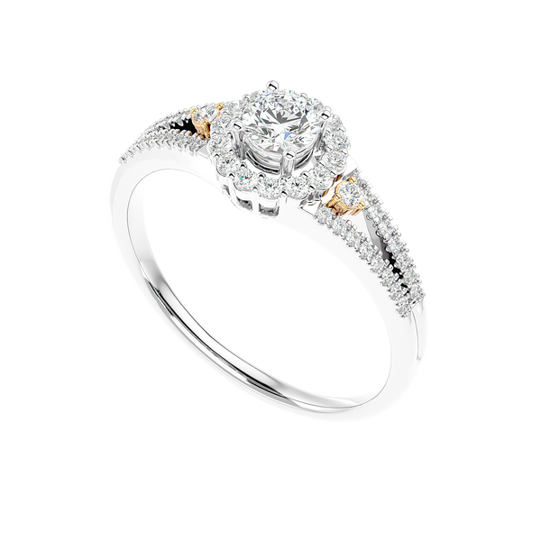 Two-Tone Halo Diamond Ring