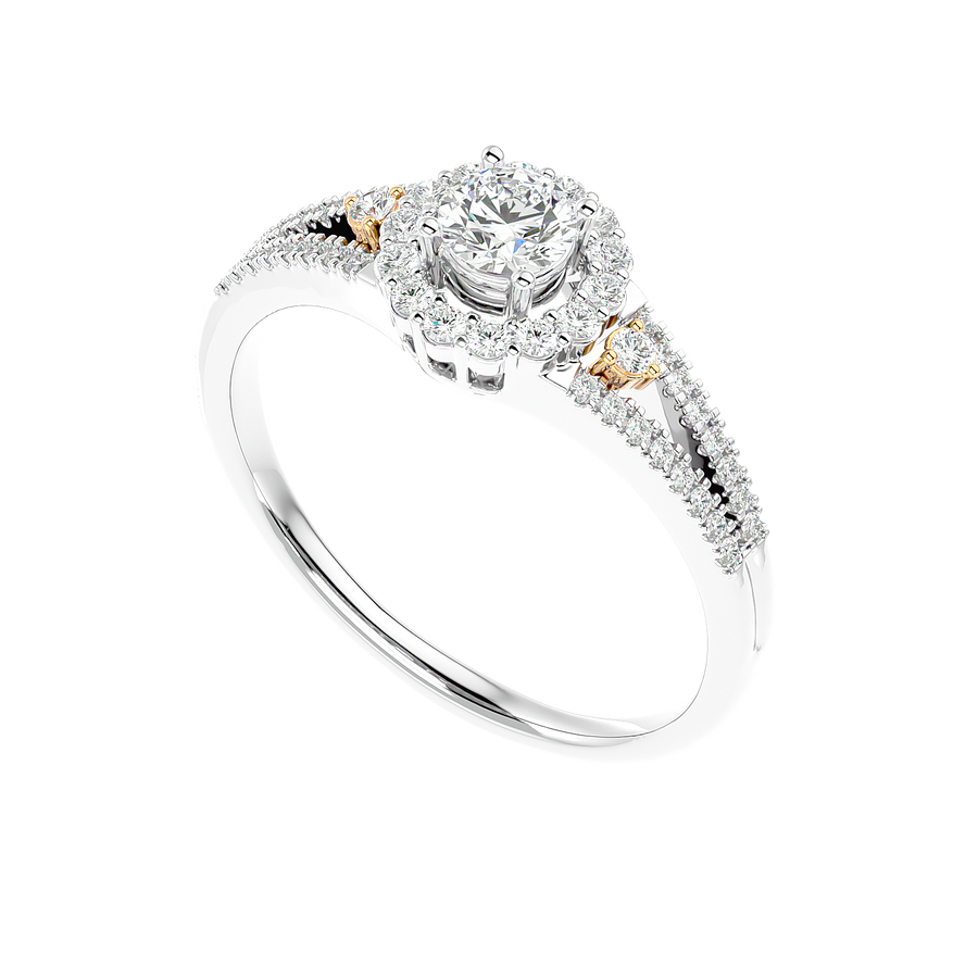 Two-Tone Halo Diamond Ring