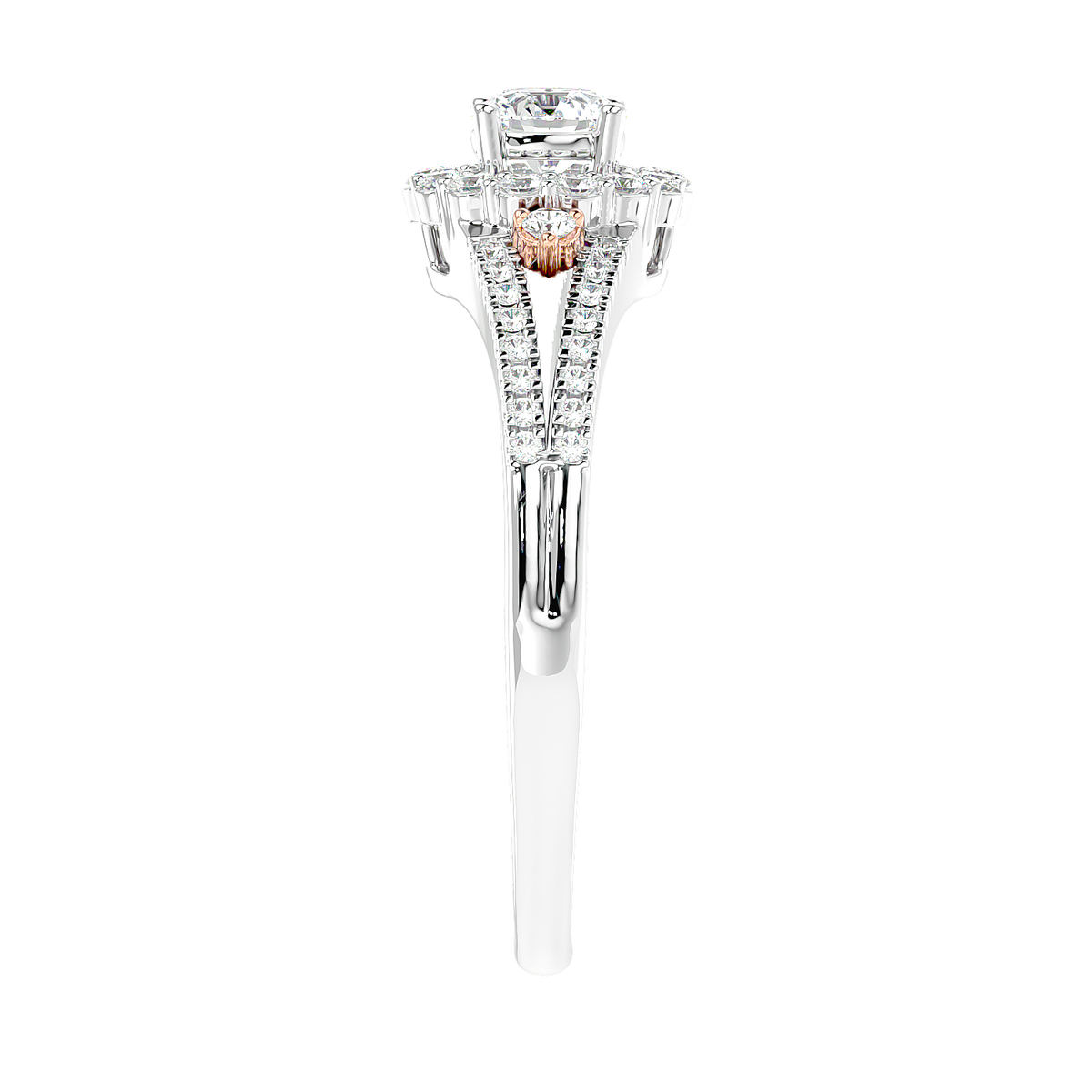 Two-Tone Halo Diamond Ring