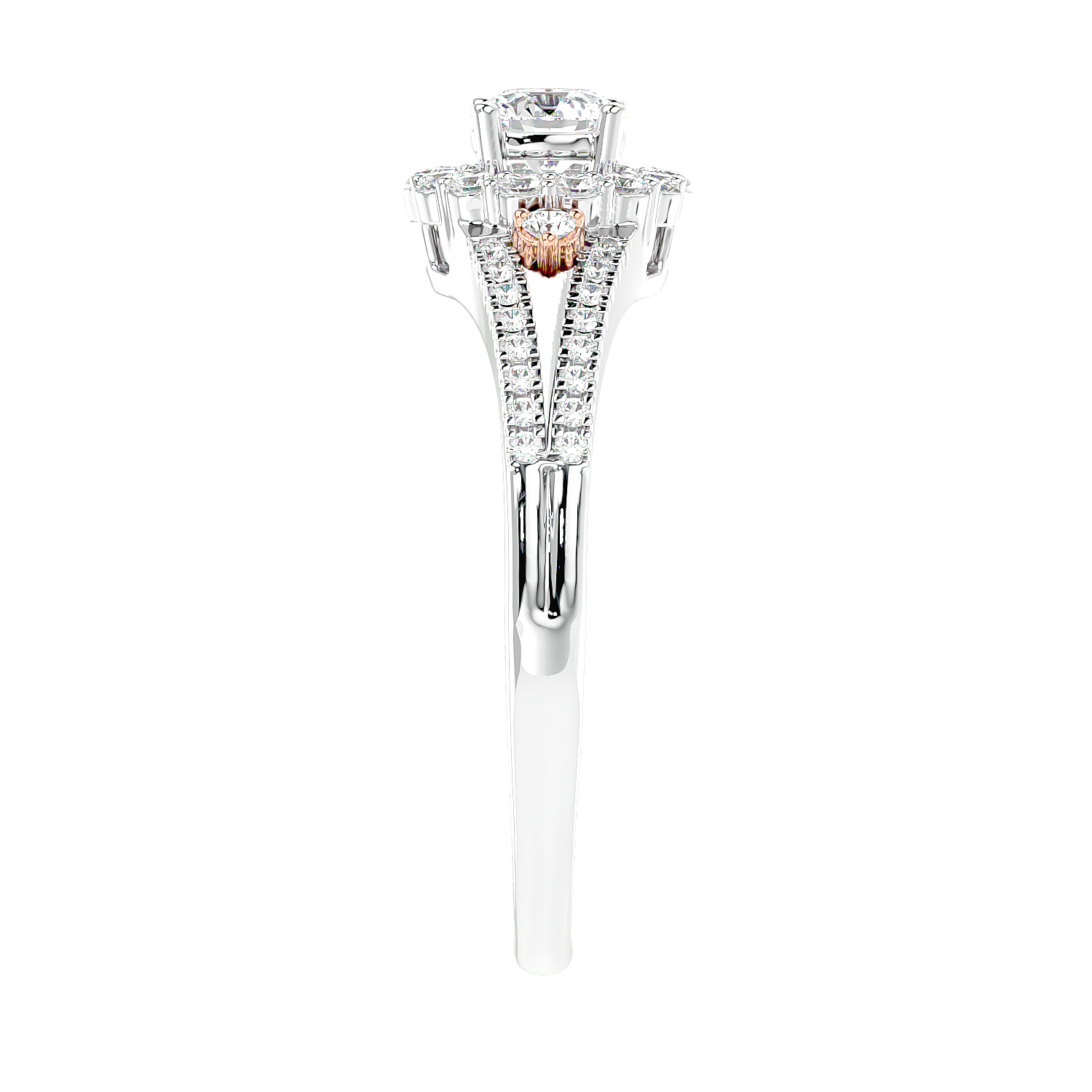 Two-Tone Halo Diamond Ring