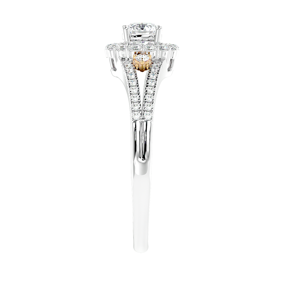 Two-Tone Halo Diamond Ring
