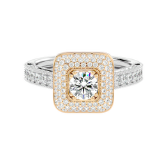 Cushion Halo Two-Tone Diamond Ring