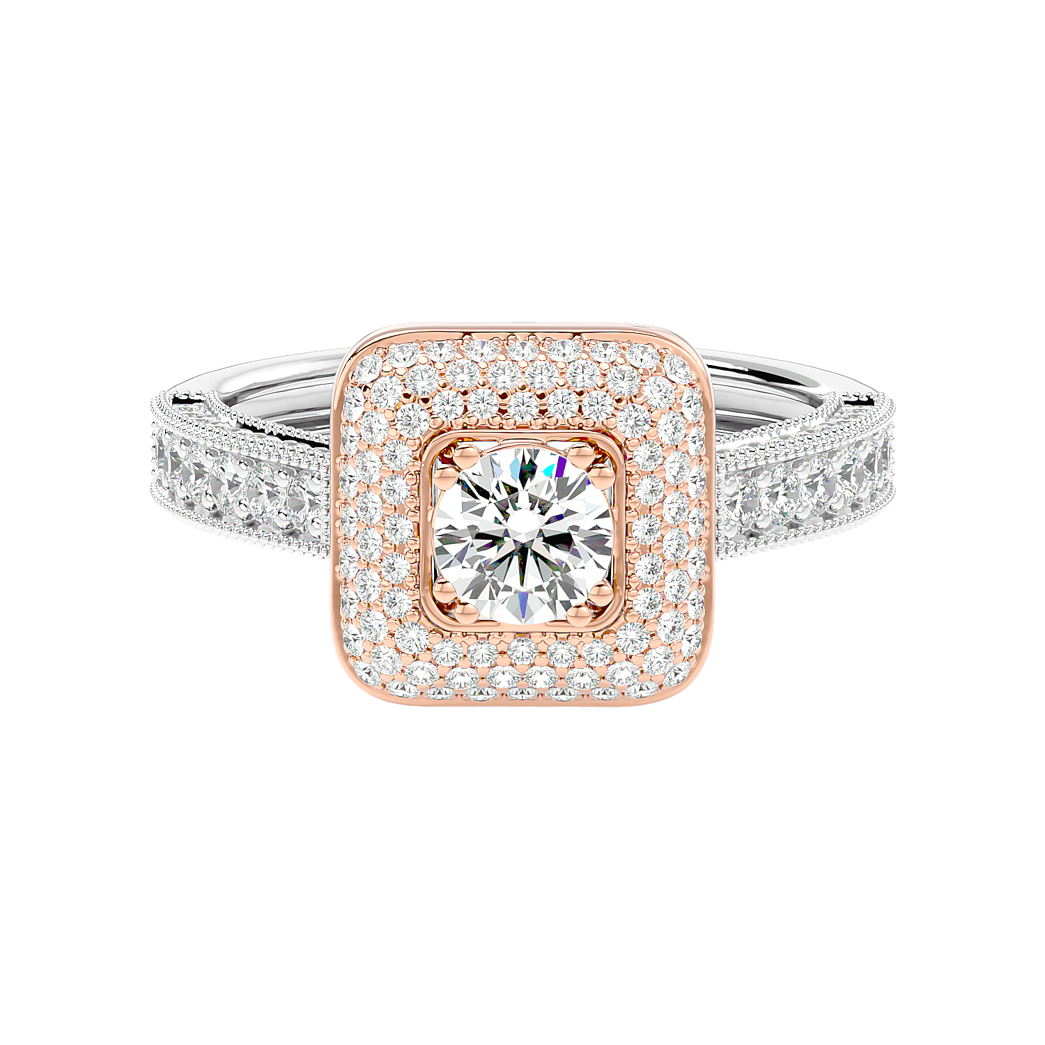 Cushion Halo Two-Tone Diamond Ring