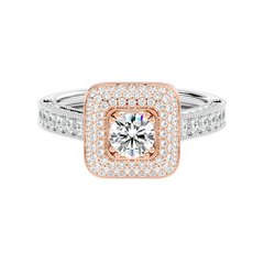 Cushion Halo Two-Tone Diamond Ring
