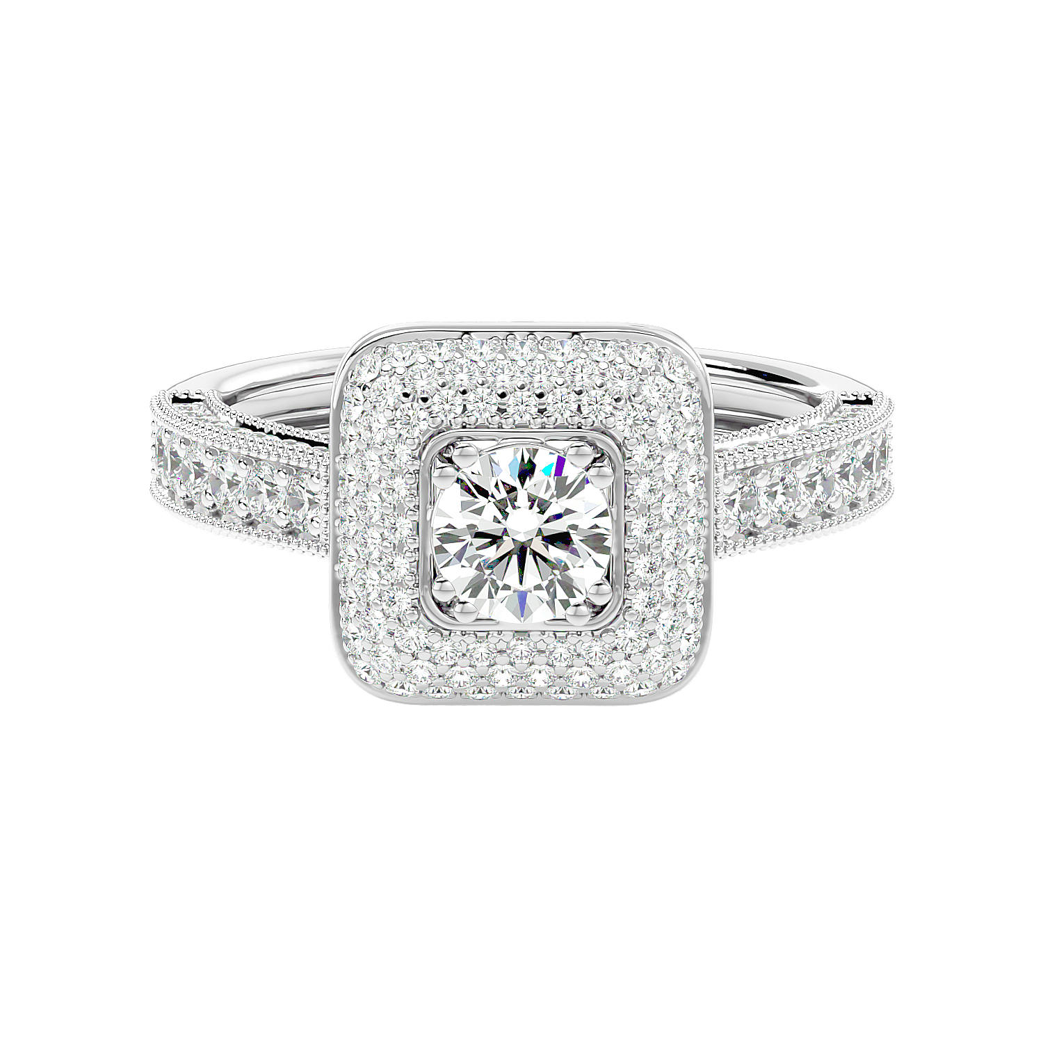 Cushion Halo Two-Tone Diamond Ring