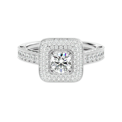 Cushion Halo Two-Tone Diamond Ring