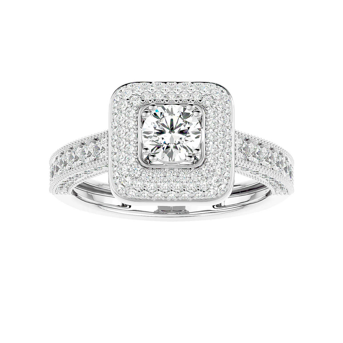Cushion Halo Two-Tone Diamond Ring