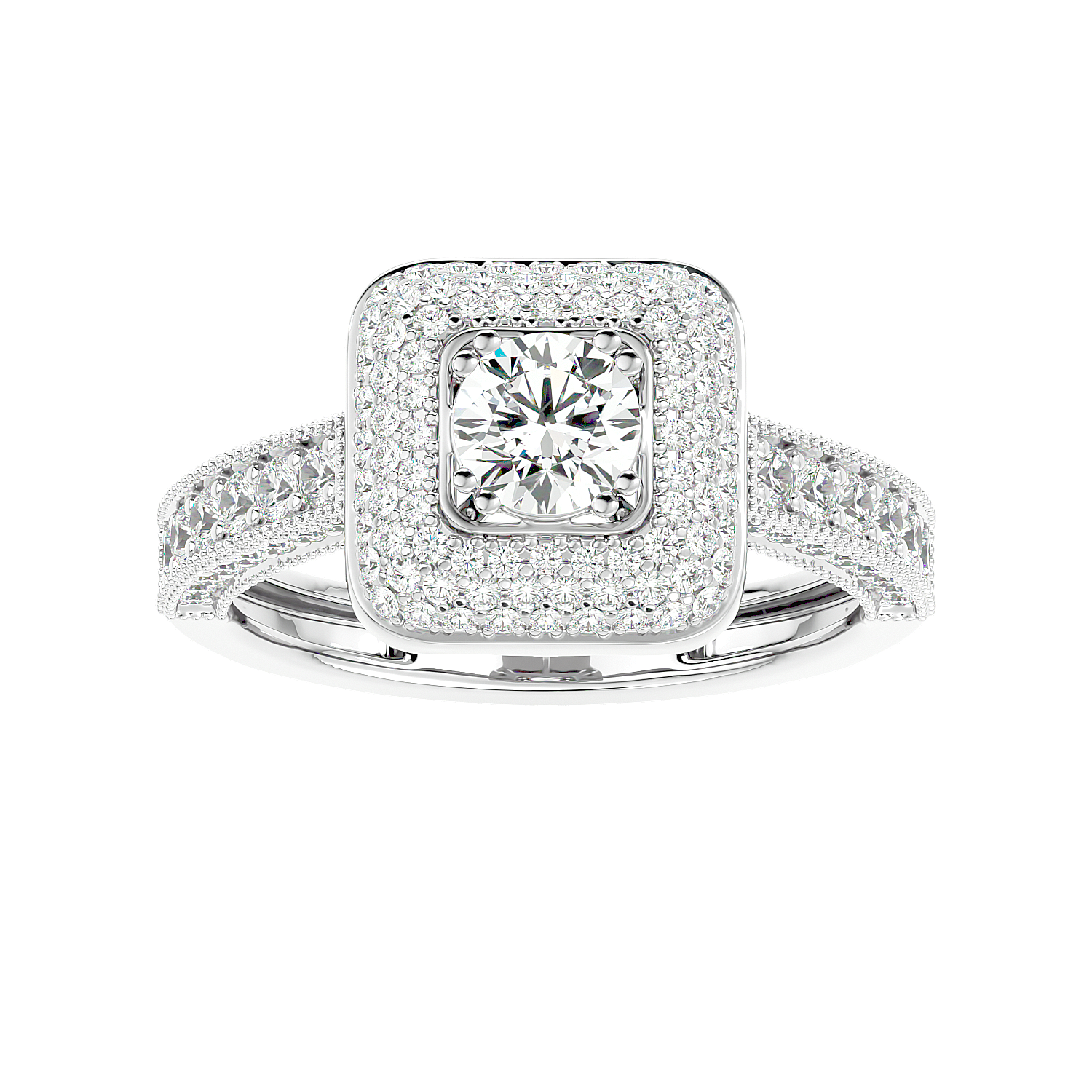 Cushion Halo Two-Tone Diamond Ring