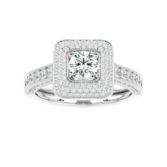 Cushion Halo Two-Tone Diamond Ring