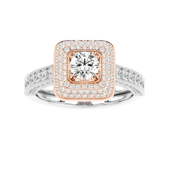Cushion Halo Two-Tone Diamond Ring