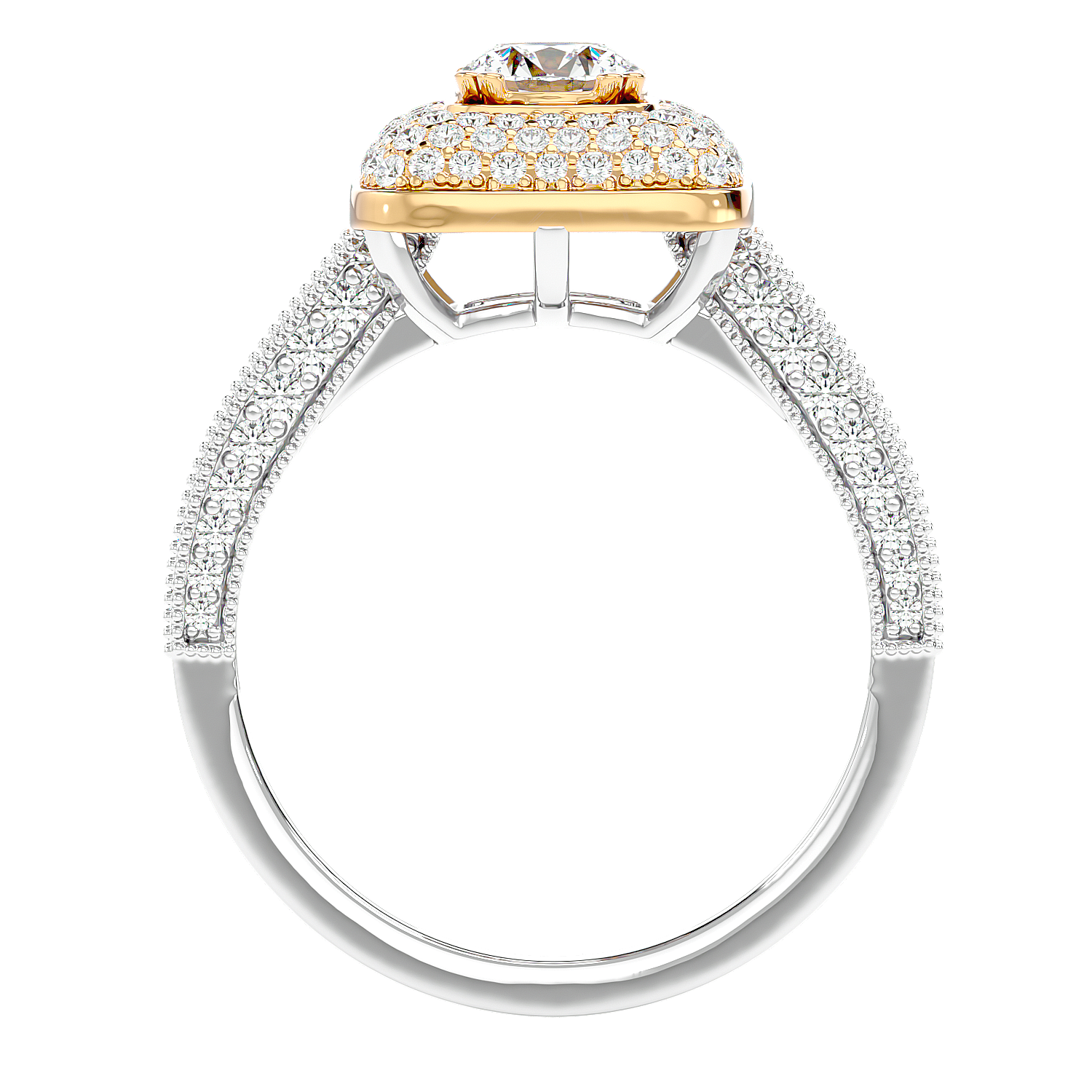 Cushion Halo Two-Tone Diamond Ring