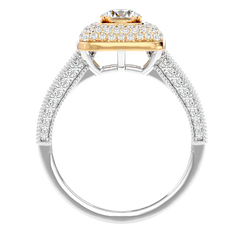Cushion Halo Two-Tone Diamond Ring