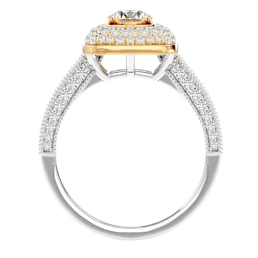 Cushion Halo Two-Tone Diamond Ring