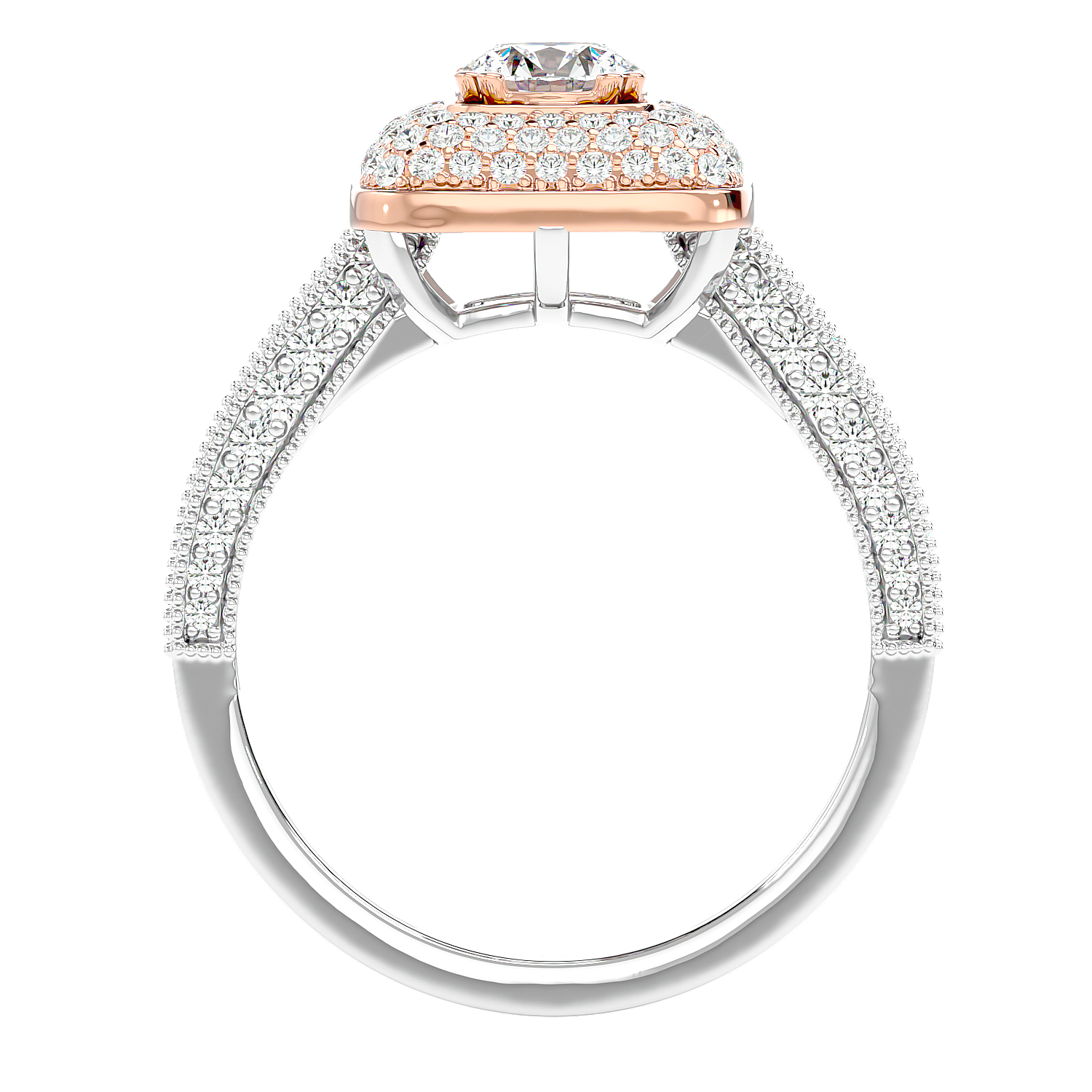 Cushion Halo Two-Tone Diamond Ring