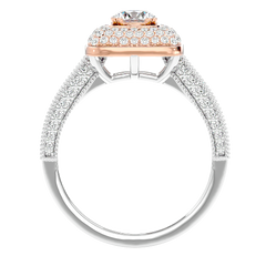 Cushion Halo Two-Tone Diamond Ring