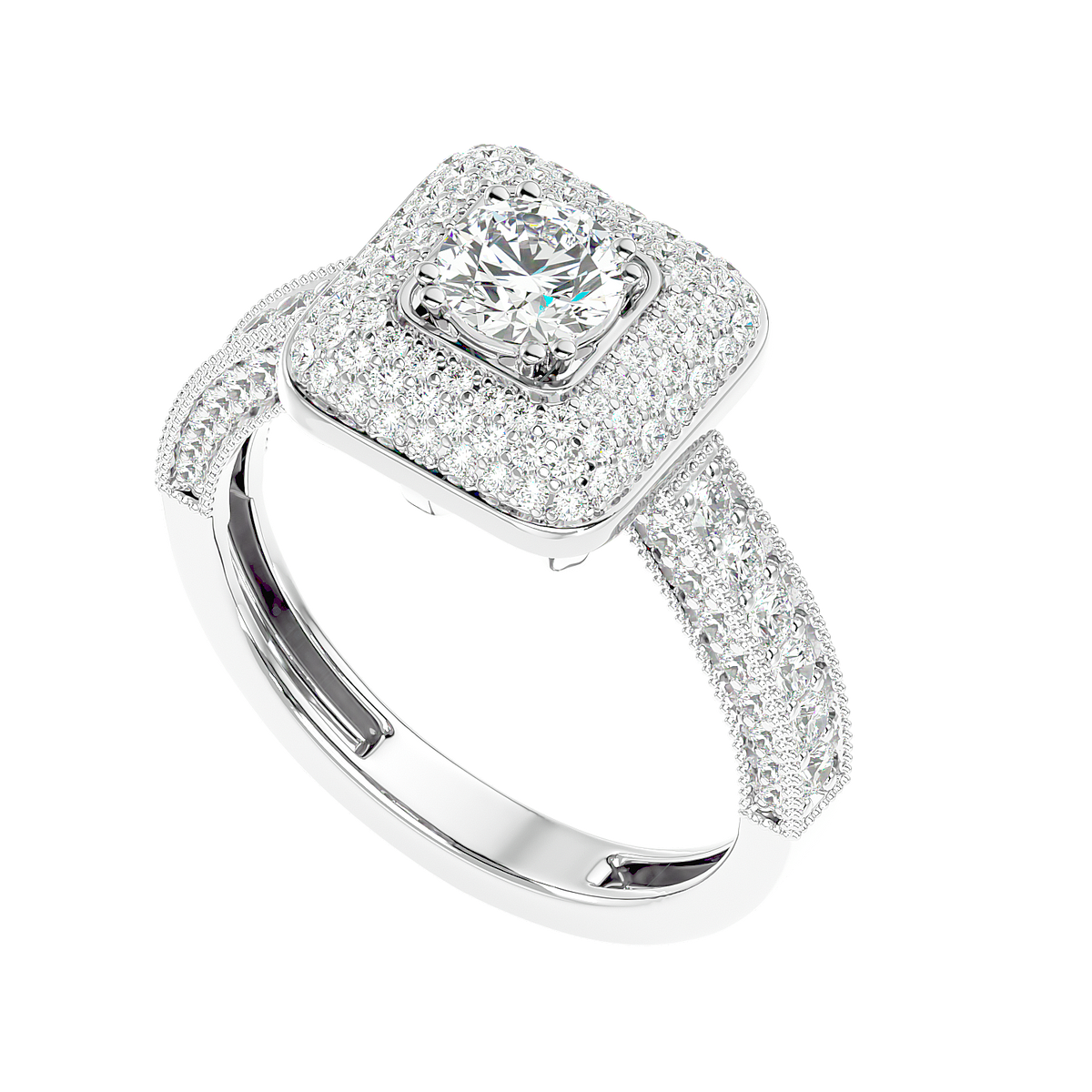 Cushion Halo Two-Tone Diamond Ring