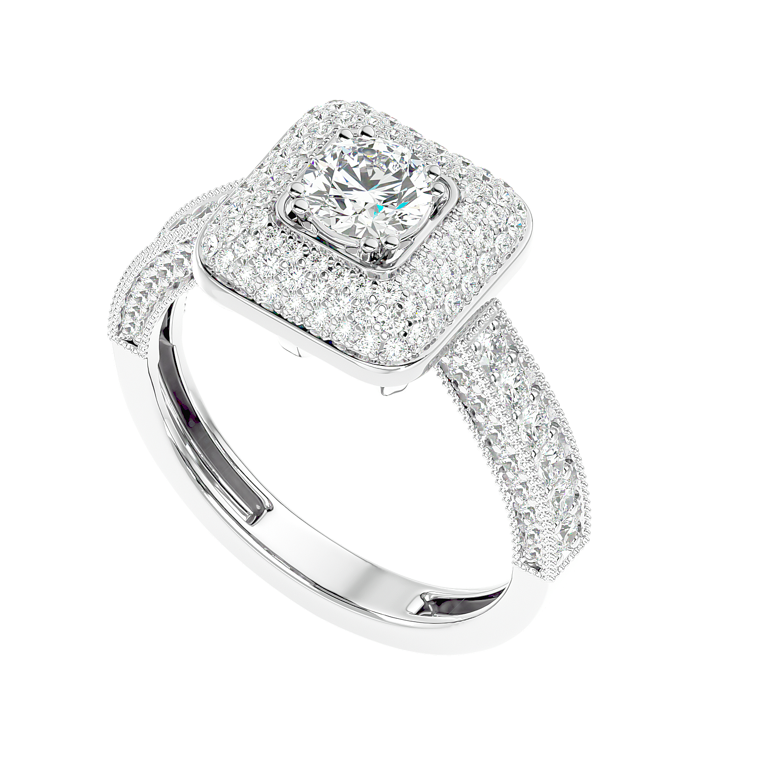 Cushion Halo Two-Tone Diamond Ring