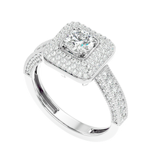 Cushion Halo Two-Tone Diamond Ring