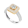 Cushion Halo Two-Tone Diamond Ring