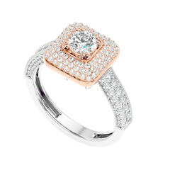 Cushion Halo Two-Tone Diamond Ring