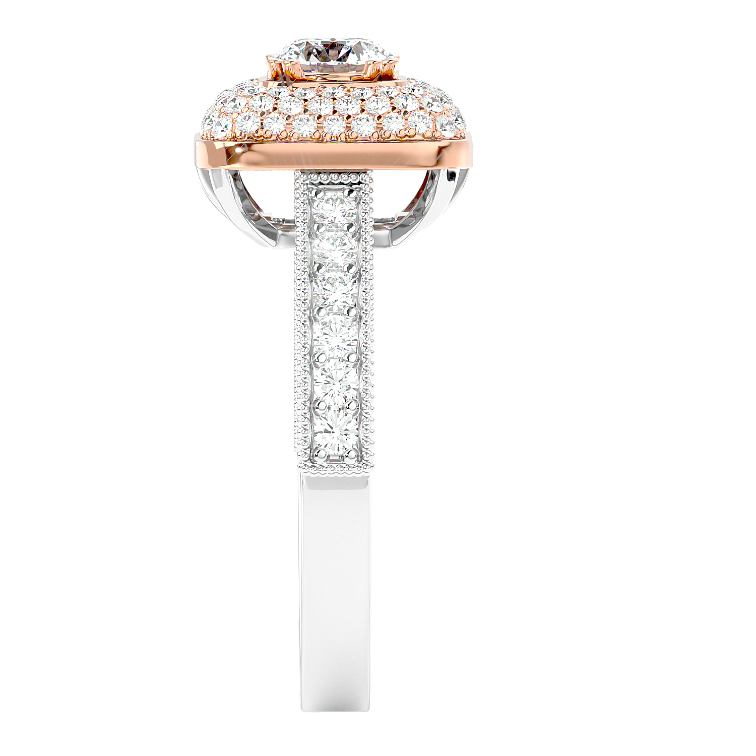 Cushion Halo Two-Tone Diamond Ring
