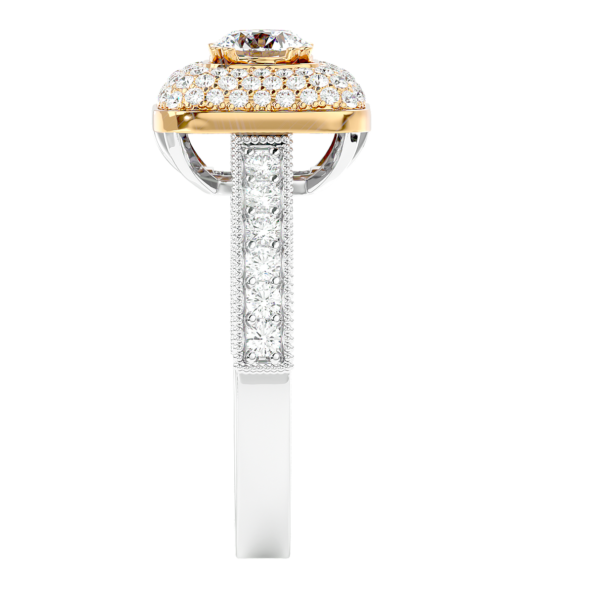 Cushion Halo Two-Tone Diamond Ring