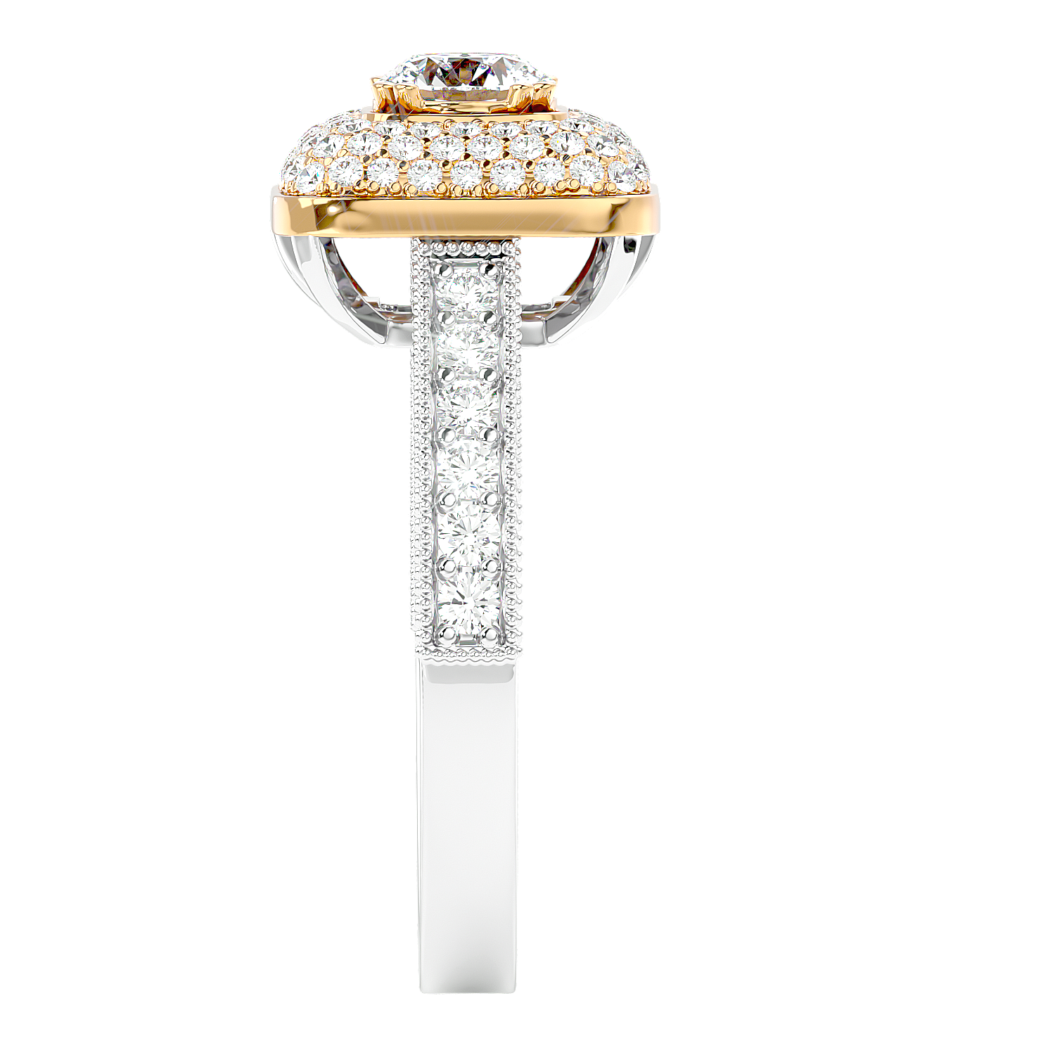 Cushion Halo Two-Tone Diamond Ring