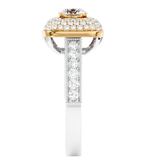 Cushion Halo Two-Tone Diamond Ring