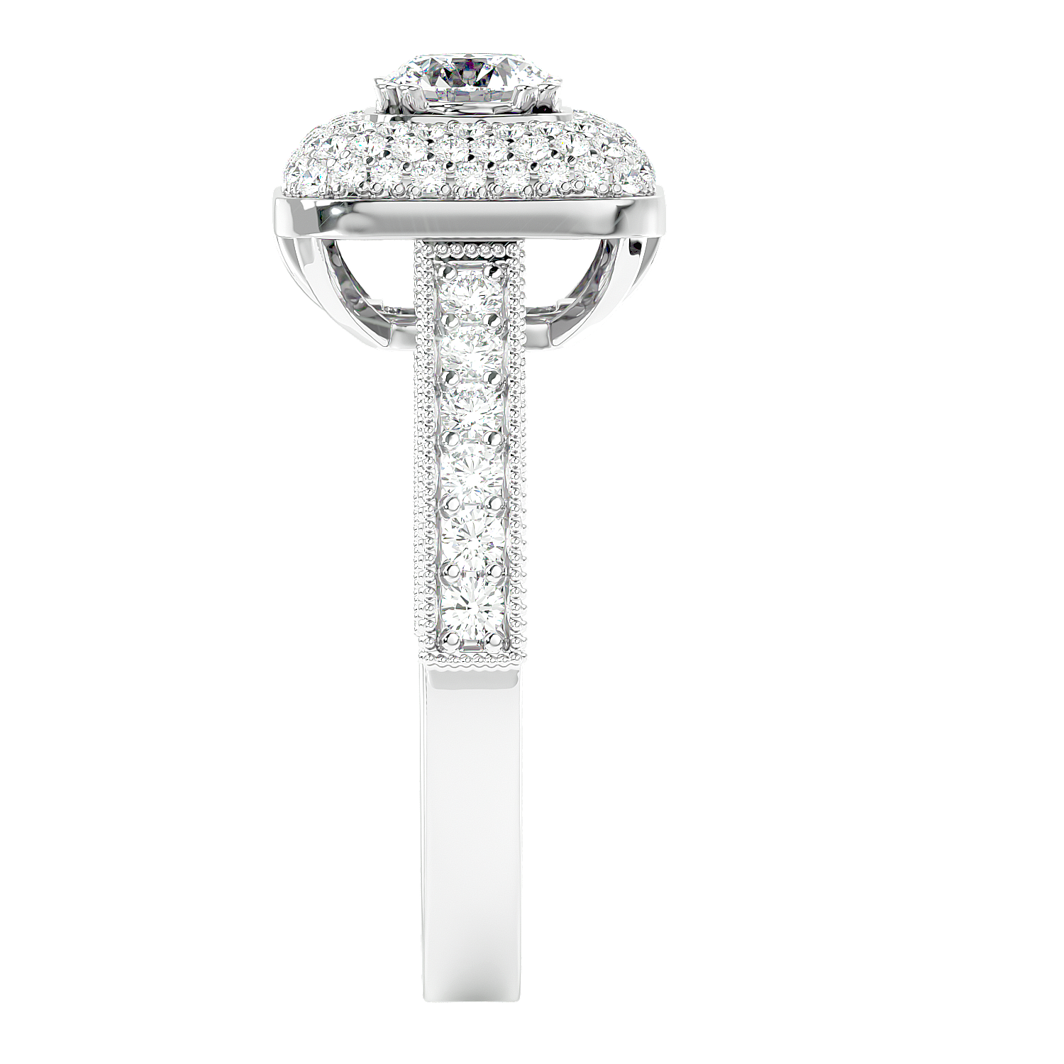 Cushion Halo Two-Tone Diamond Ring