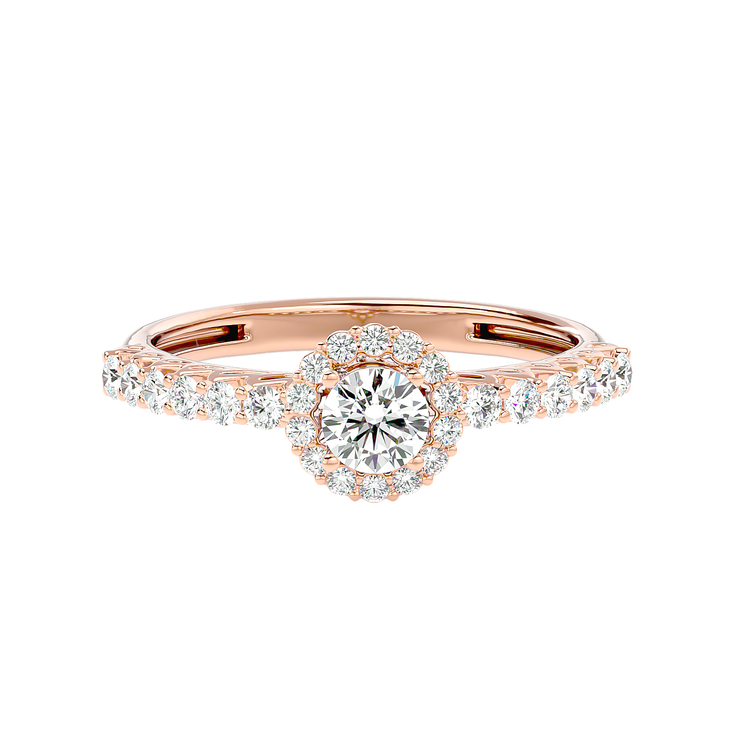 Classic Halo Pave Diamond Ring